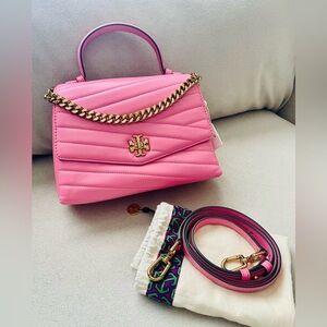 NWT Tory Burch Pink leather chevron crossbody bag